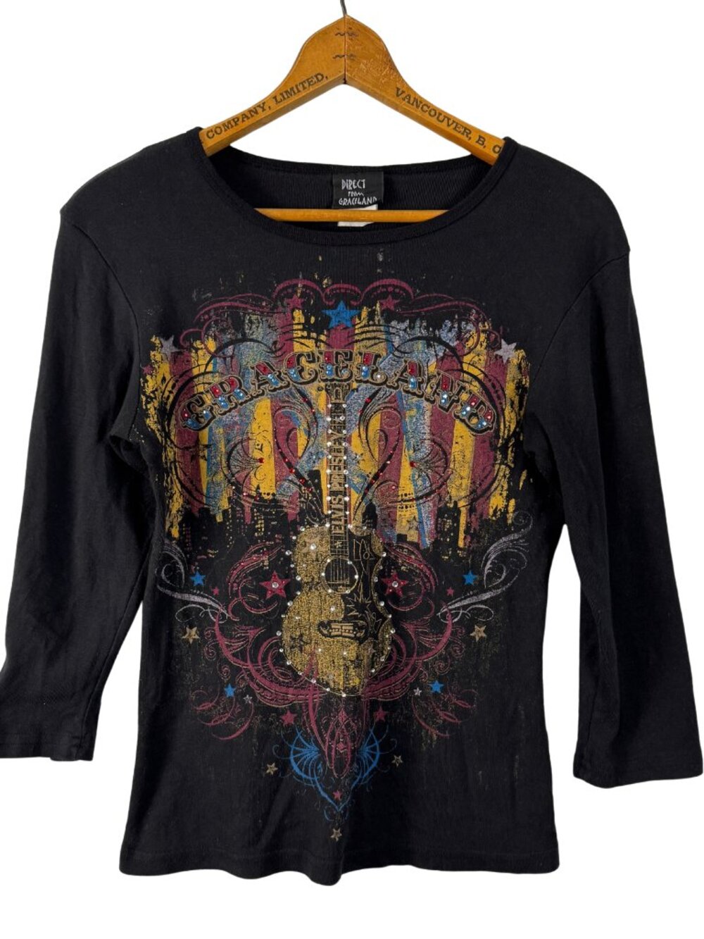Vintage Graceland Elvis ¾ Length Graphic Top